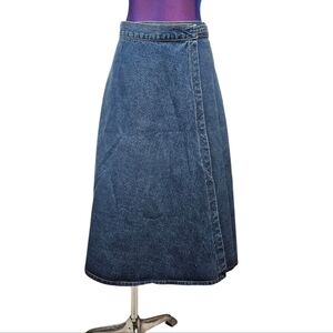 Vintage La Rose Denim Wrap Apron Midi Skirt‎ Size 5/6 Juniors G31